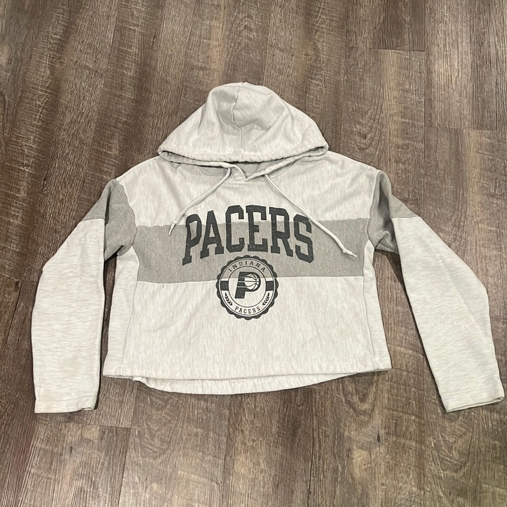 Light Grey Pacers Champion Cropped Hoodie Small